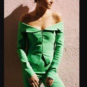 Zara- Fitted Cropped Apple Green Blazer- NWT- XS